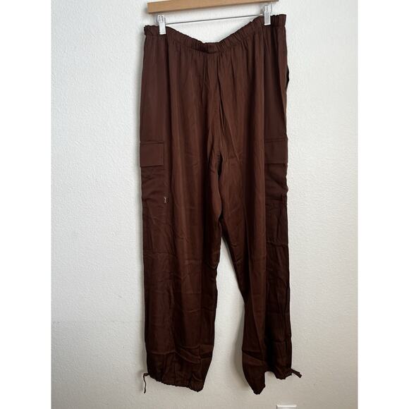 Victoria's Secret PINK Chocolate Kiss Brown Satin Parachute Trousers- XL - Picture 8 of 12